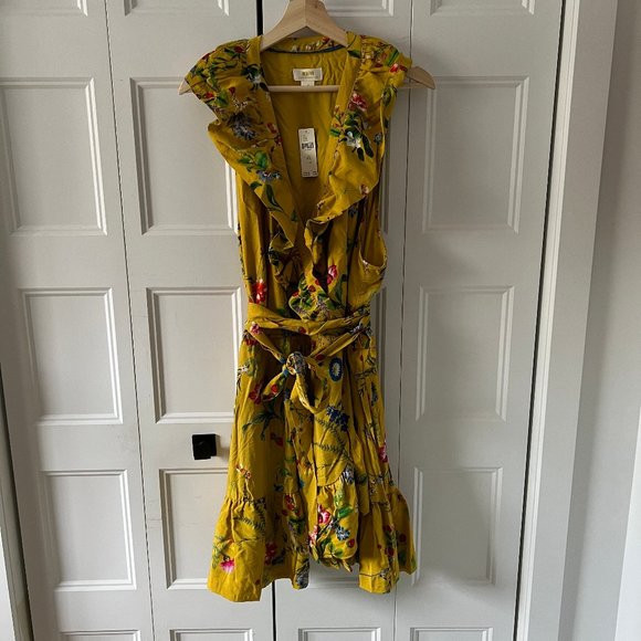 Anthropologie Maeve Golden Wrap Mini Dress - Picture 5 of 9